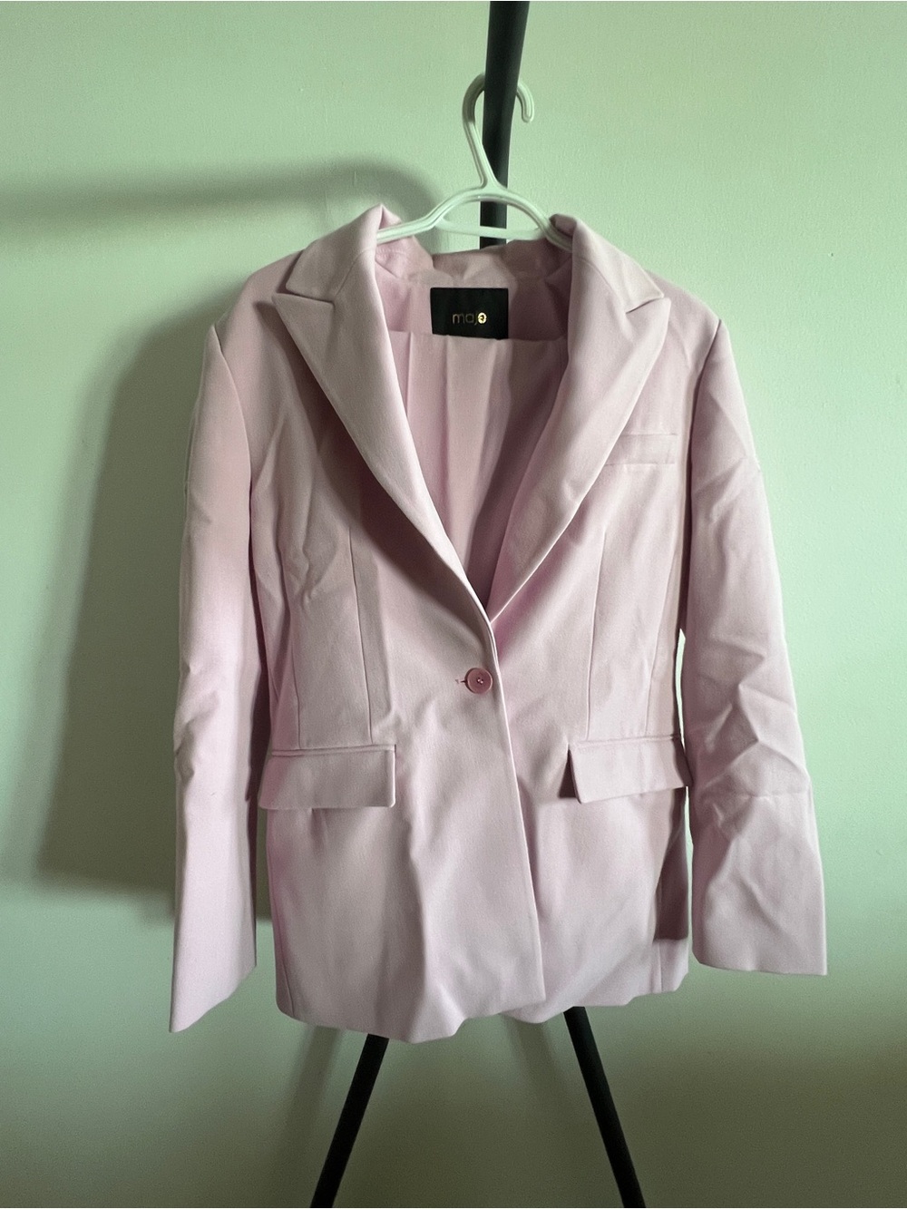 Maje Paris Lilac Pink 2 Piece Tailored Blazer & Wide Legged Trousers Suit Set